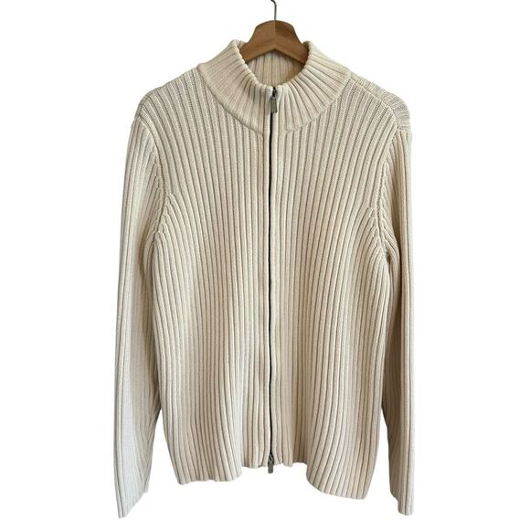 Lauren Ralph Lauren Womens Ribbed Knit Cardigan Sweater Sz 1X Minimalist Preppy - Picture 1 of 11